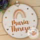 Porta Maternidade Bordado Arco Iris Boho